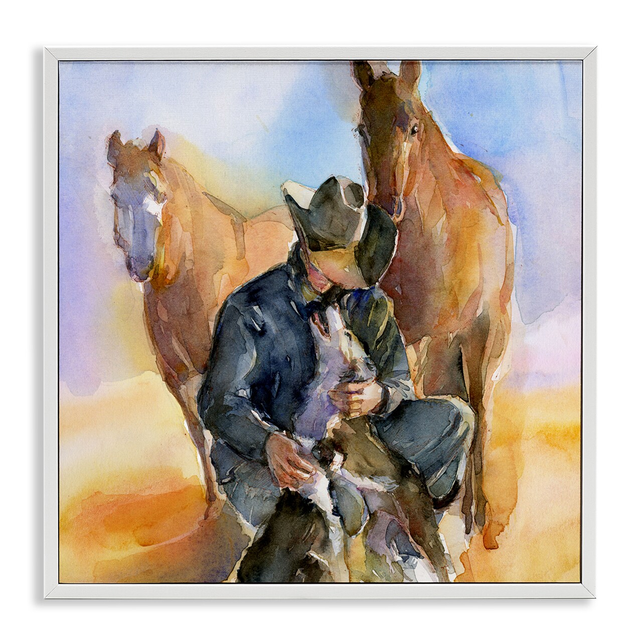 Stupell Industries Cowboy & Animals Watercolor Framed Giclee Art